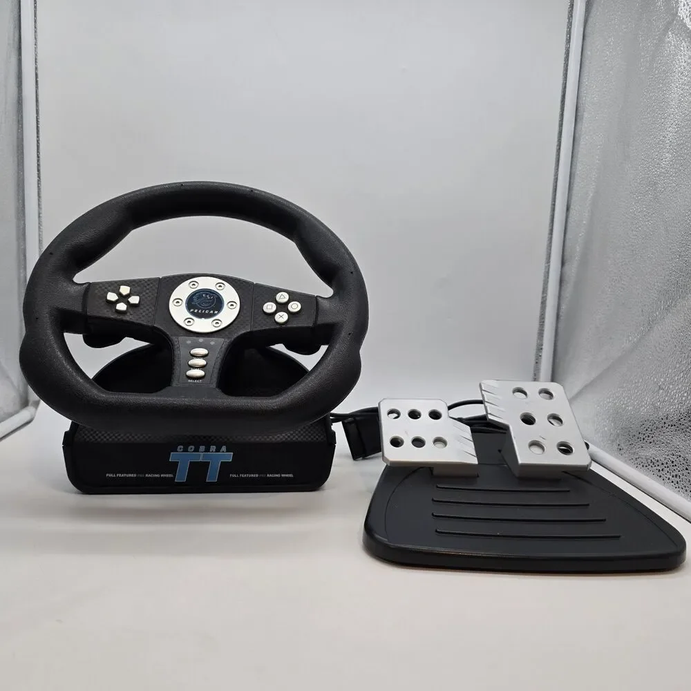 Pelican Playstation 2 PS2 Cobra TT Racing Steering Wheel Controller Pedal